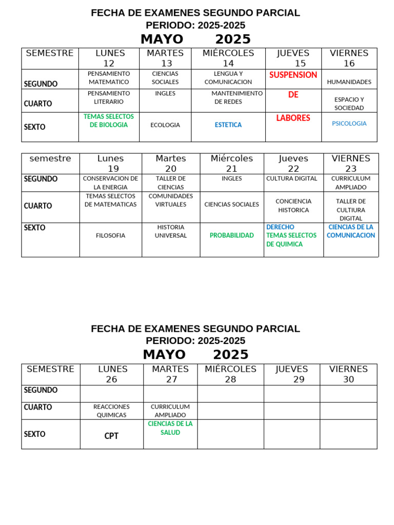 Hor Exam 25-25 2do Parcial | PDF