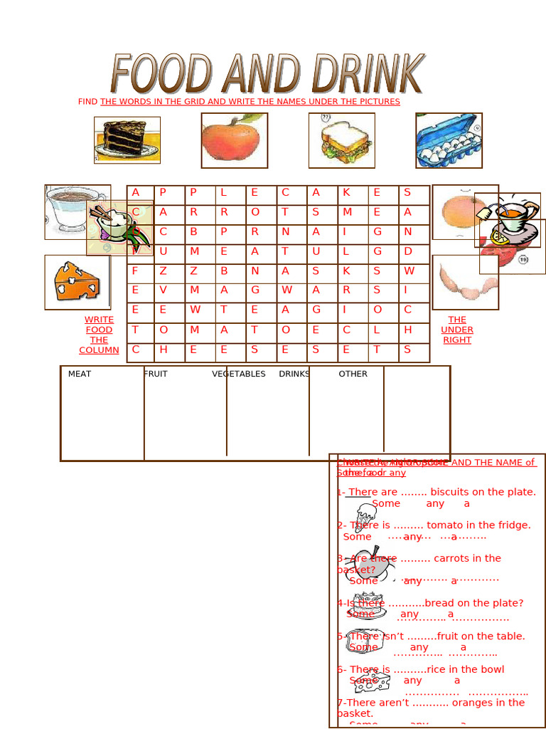 Food Vocabulary and Grammar Exercises | PDF | Foods | European Cuisine