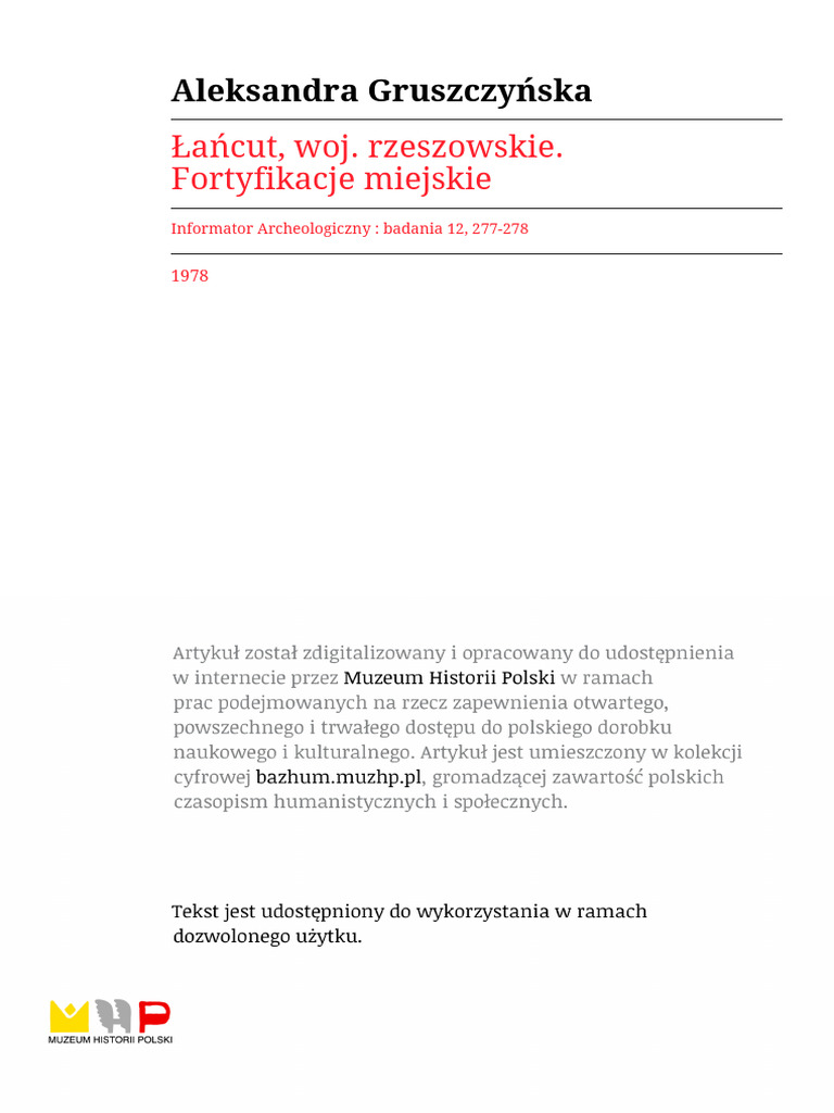 Informator - Archeologiczny - Badania r1978 t12 s277 278 | PDF