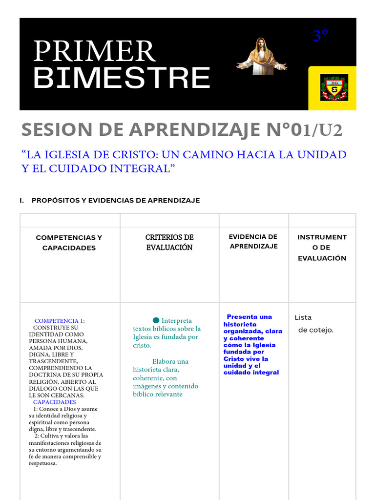 Sesion 01-U2 La Iglesia | PDF | Cristo (título) | Iglesia Católica