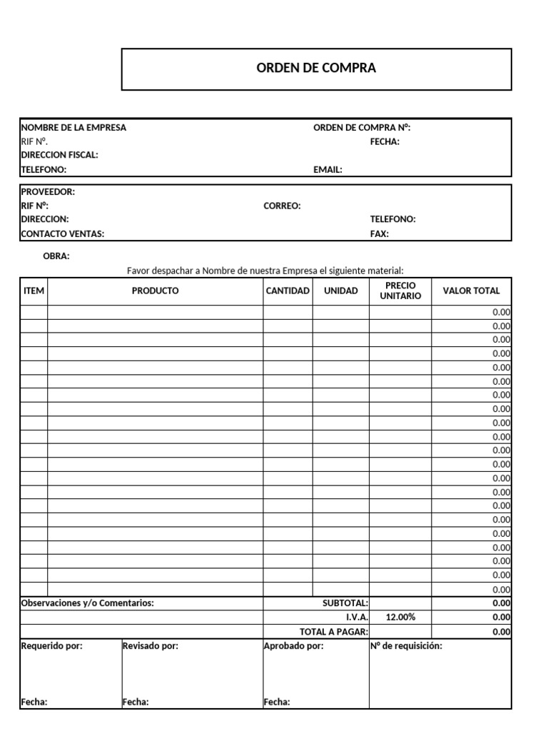 Orden de Compra | PDF | Economias