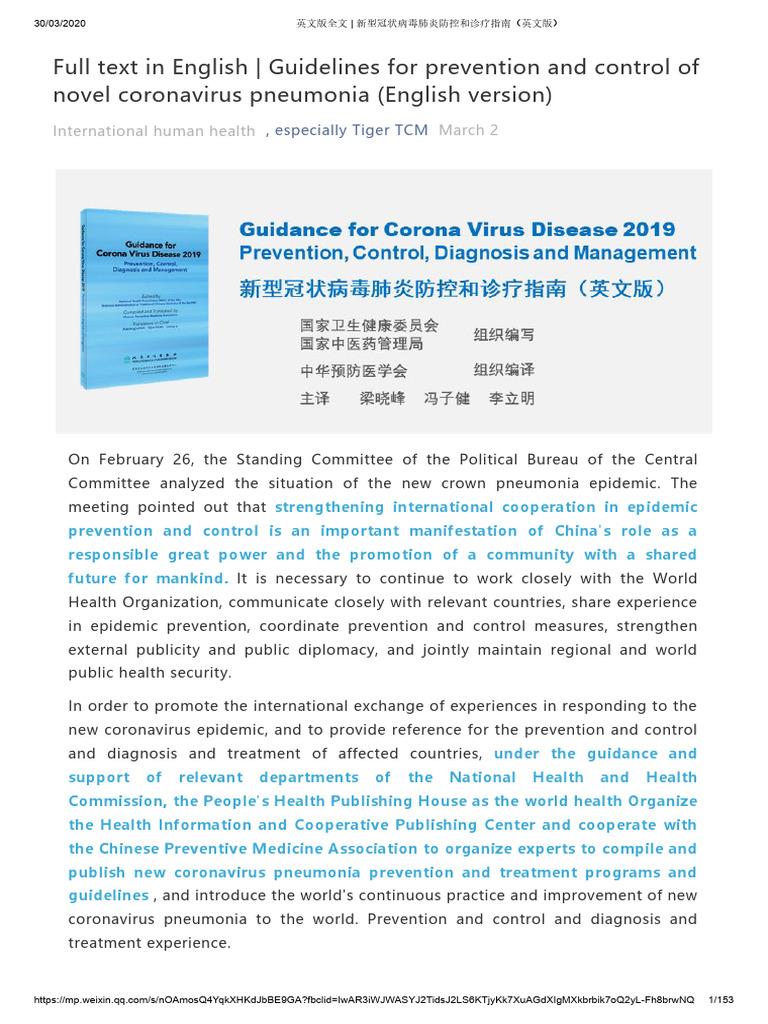 Guidance For Coronavirus 2019 | PDF | Medical Diagnosis | Medicine