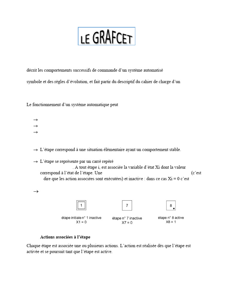 Introduction au GRAFCET et ses règles | PDF