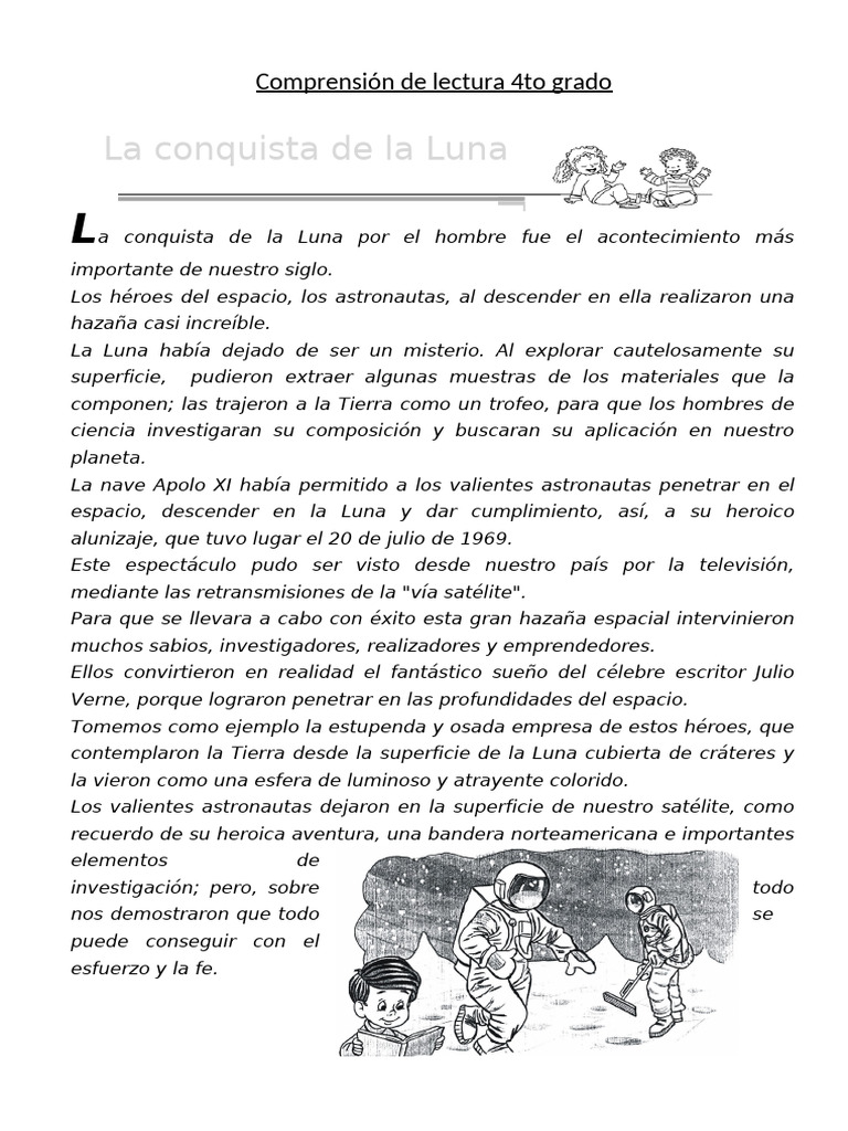 Lectura Comprensiva: La Conquista de la Luna | PDF | Luna | Astronautas