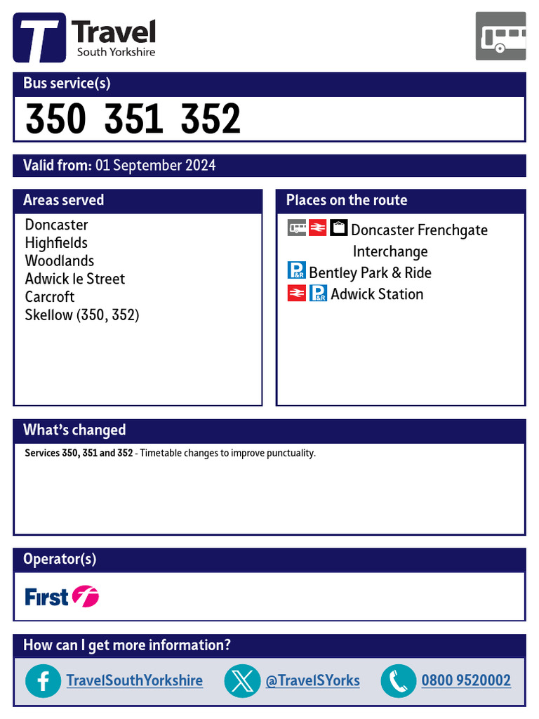 Doncaster Bus Timetables Update 2024 | PDF | Public Transport | Transport