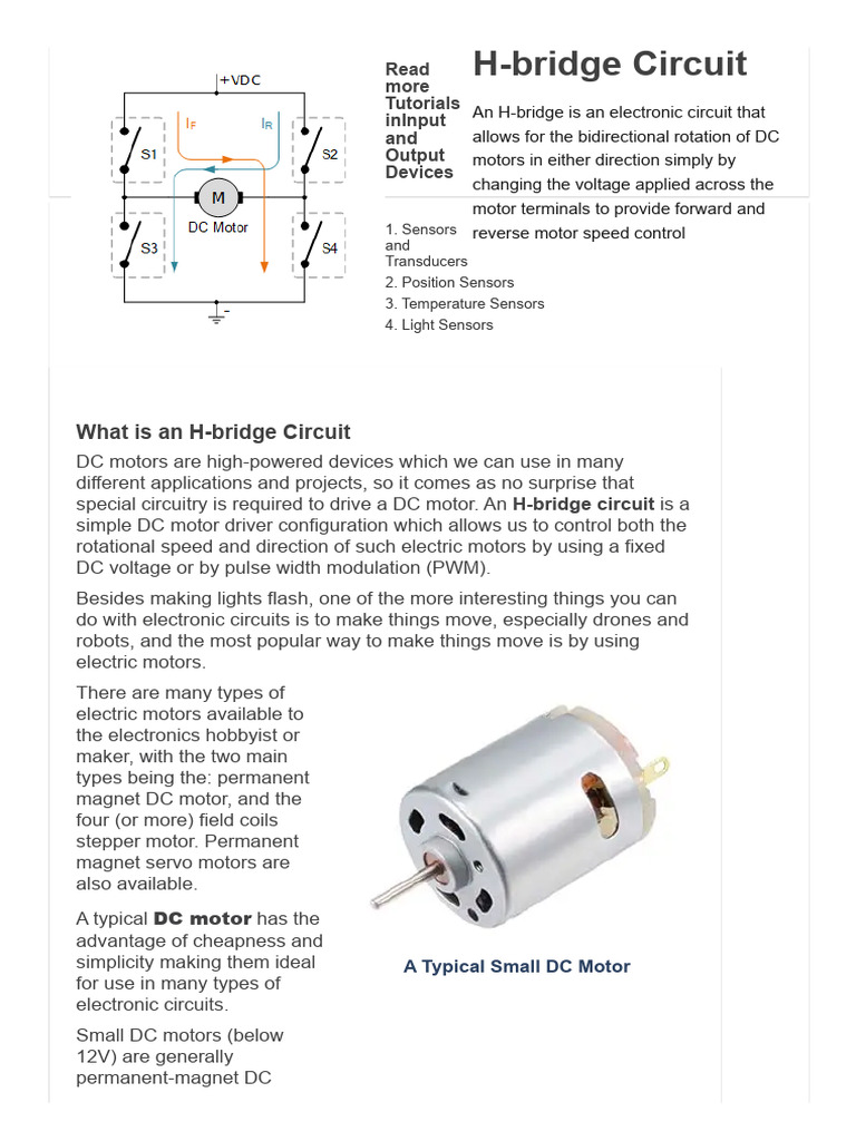 H-Bridge Circuit for DC Motor Control | PDF | Field Effect Transistor ...
