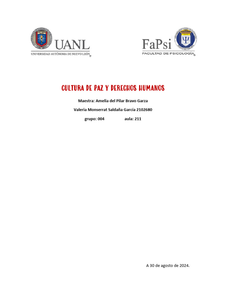 Cultura de Paz y Derechos Humanos UANL | PDF