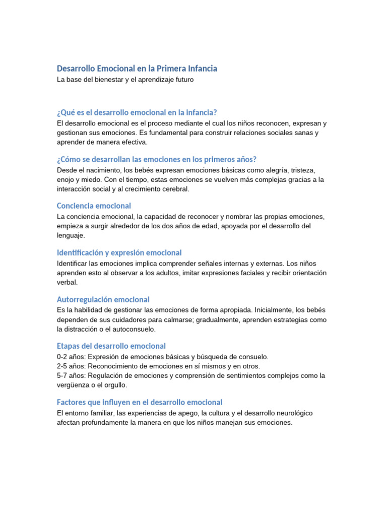 Folleto Desarrollo Emocional Extendido.... | PDF | Las emociones ...