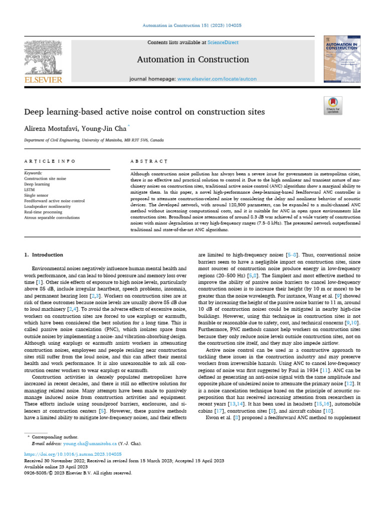 Deep Learning for Noise Control in Construction | PDF | Applied ...