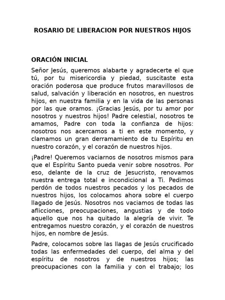 Rosario de Liberación por Nuestros Hijos | PDF | Cristo (título) | Oración