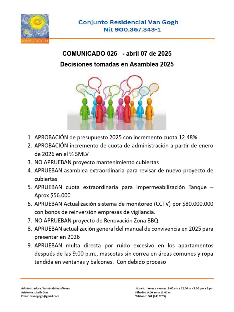 Resumen Decisiones Asamblea 2025 | PDF