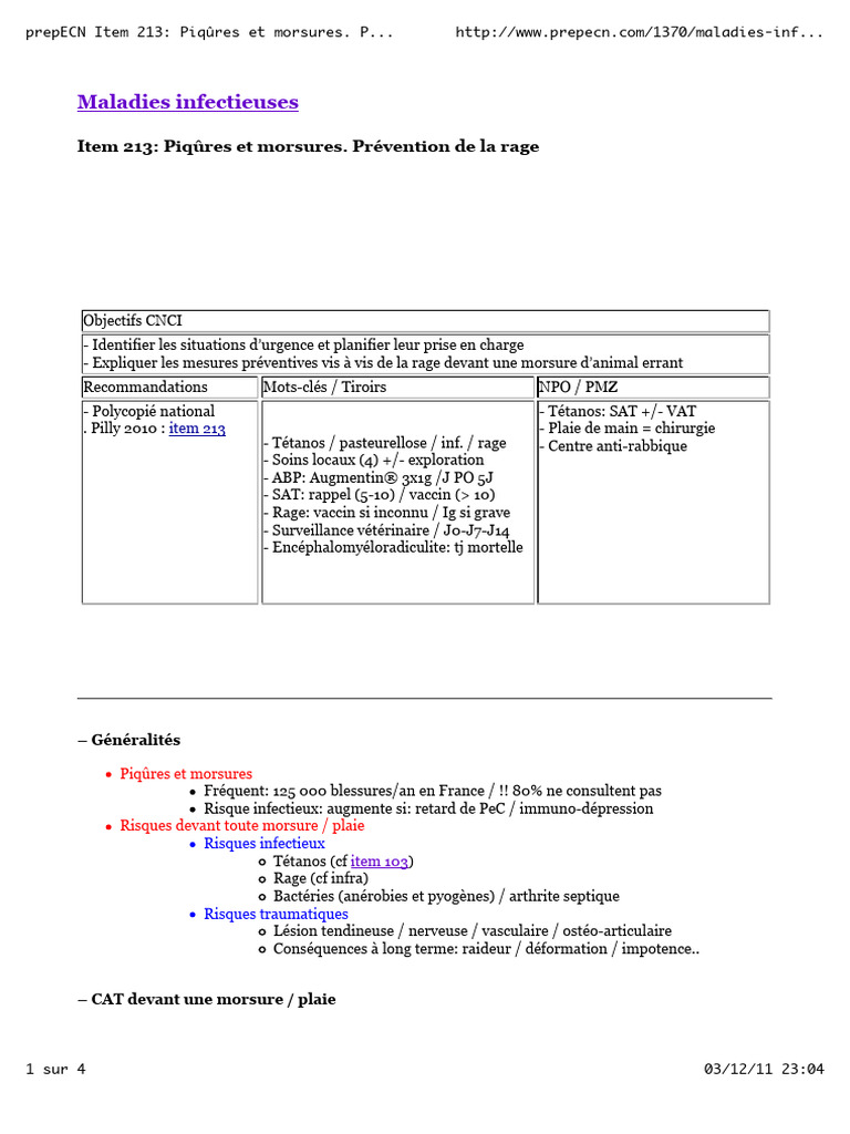 Prévention des morsures et de la rage | PDF | Rage (maladie) | Médecine ...