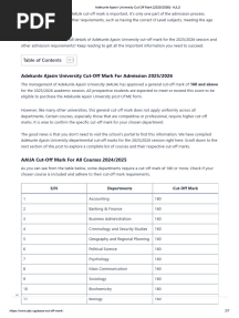 Adekunle Ajasin University Cut Off Mark [2025_2026] - AJLS