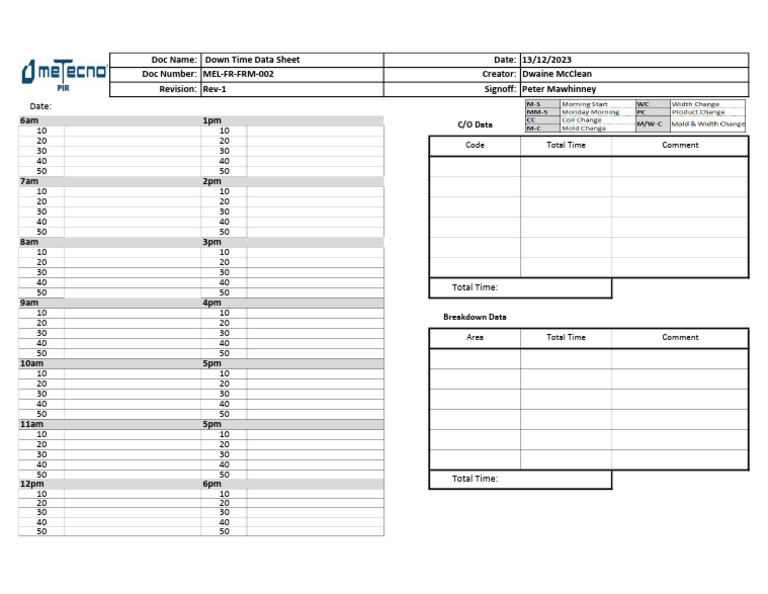 MEL-FR-FRM-002 Cambellfield Data Capture | PDF