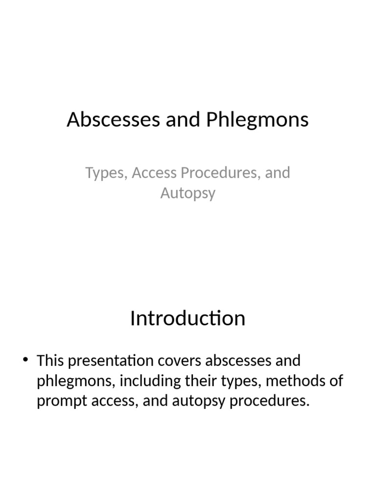 Abscesses and Phlegmons Presentation | PDF