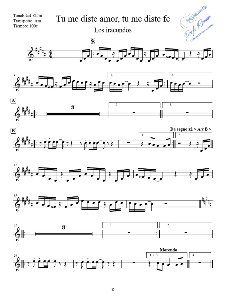 Tu Me Diste Amor Tu Me Diste Fe-Los Iracundos-Violin | PDF | Grupos ...