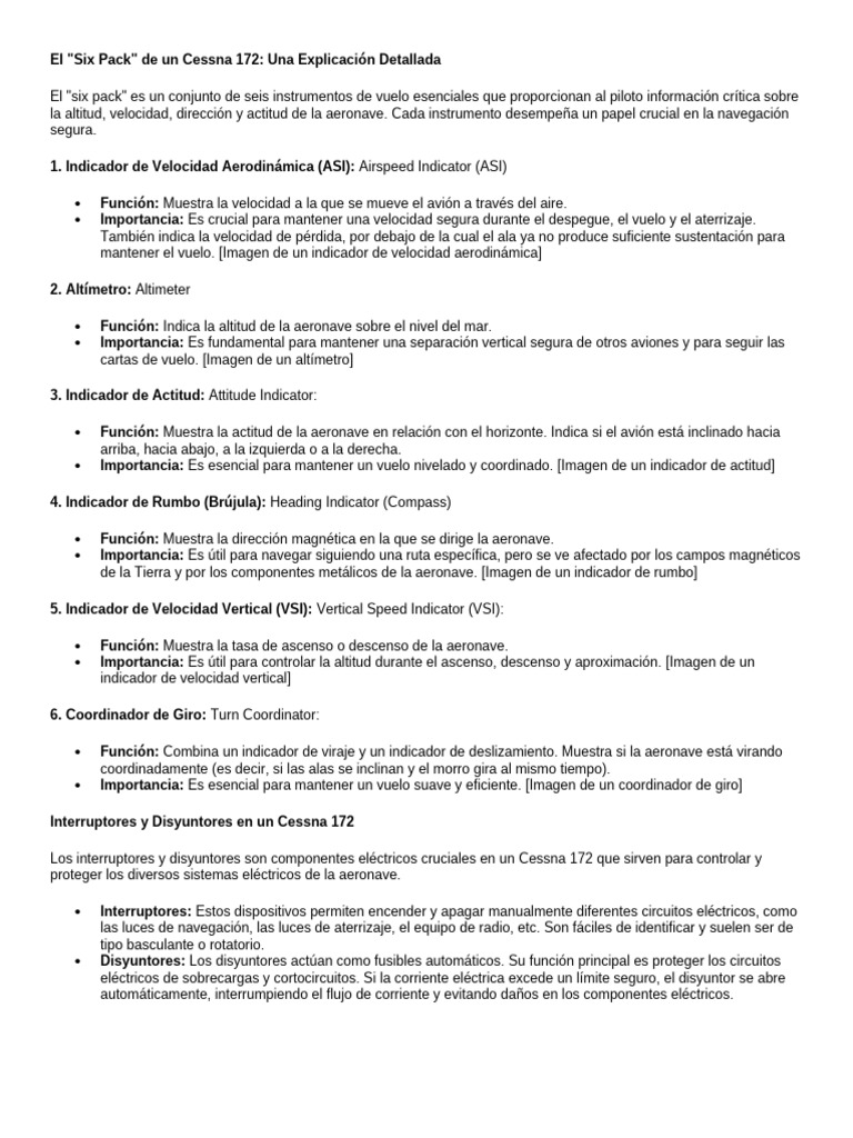 Instrumentos del Cessna 172: Six Pack | PDF | Aviación | Ingeniería ...