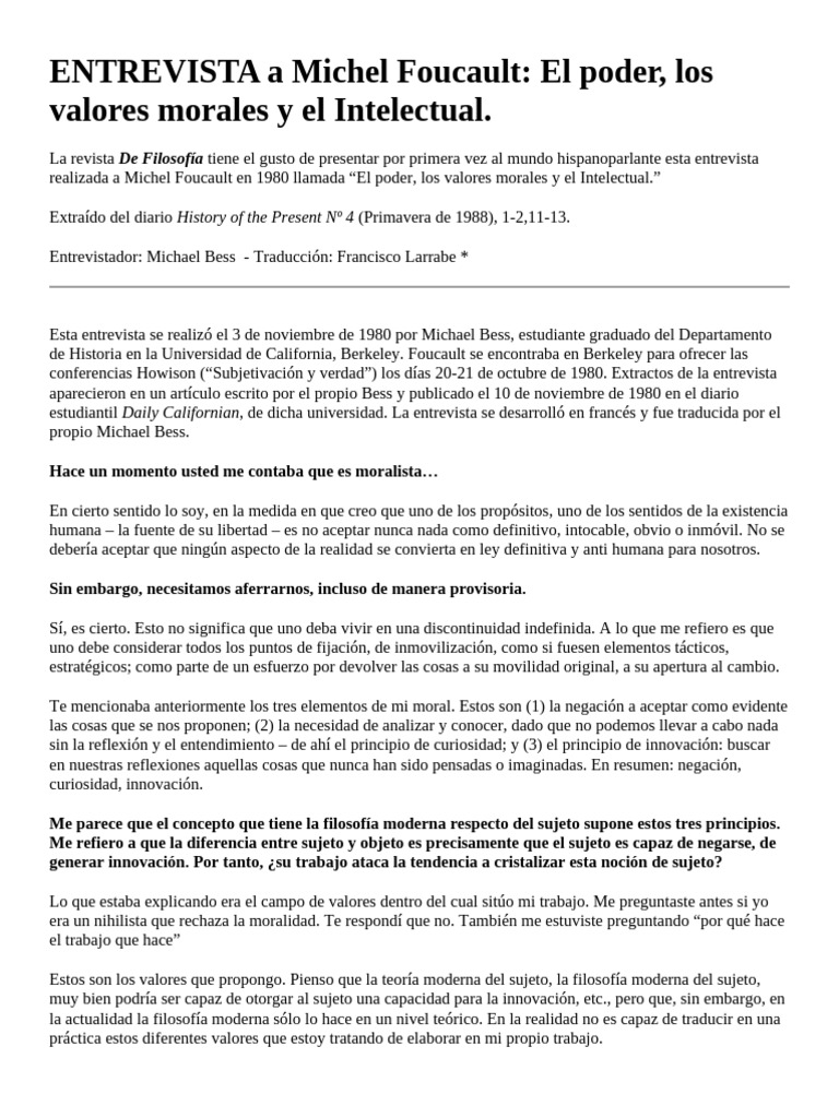 ENTREVISTA A Michel Foucault | PDF | marxismo | Teoría