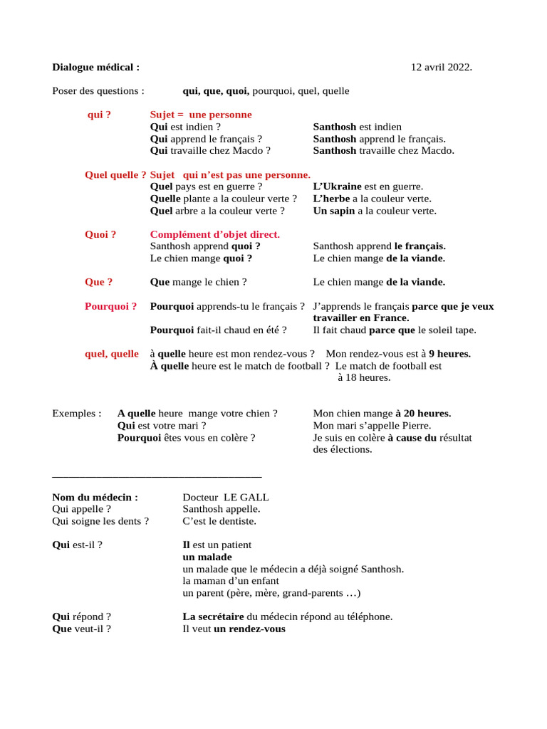 Dialogue médical entre patient et médecin | PDF | Médecine | Maladies ...