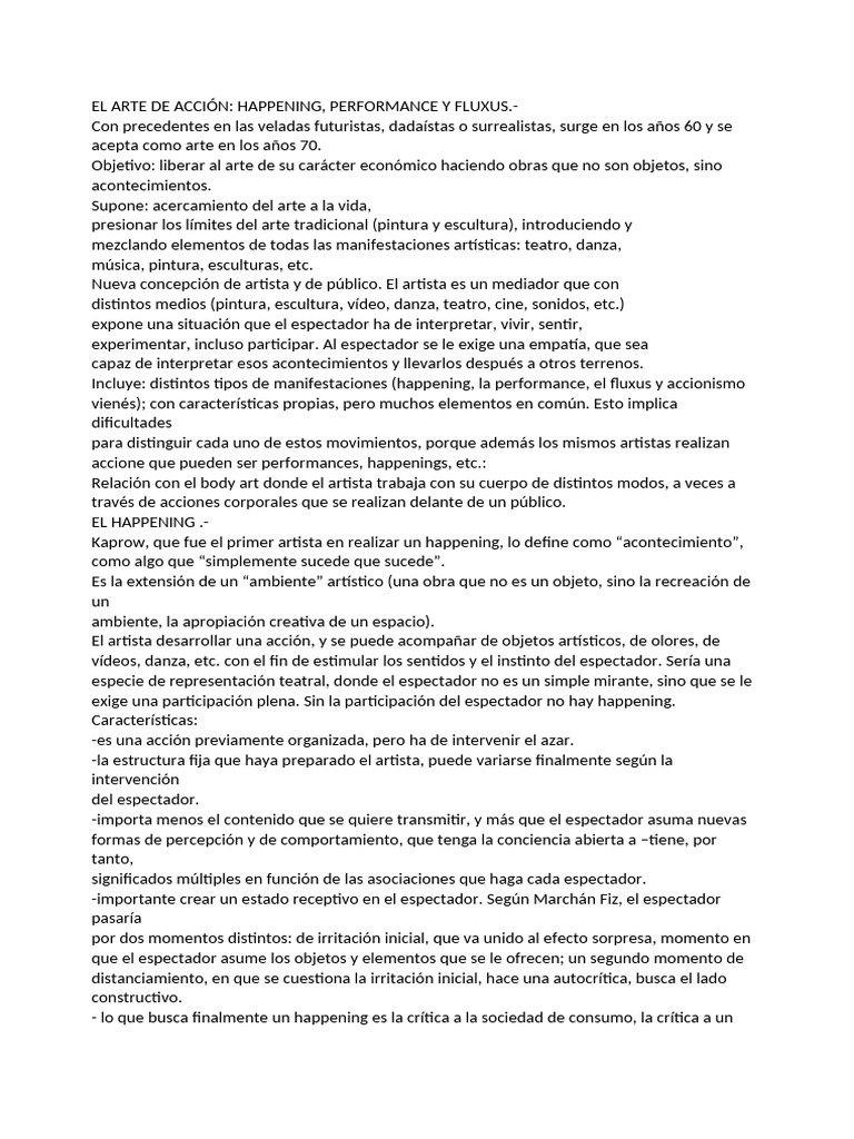 Arte de Acción: Happening y Performance | PDF | Arte de performance ...