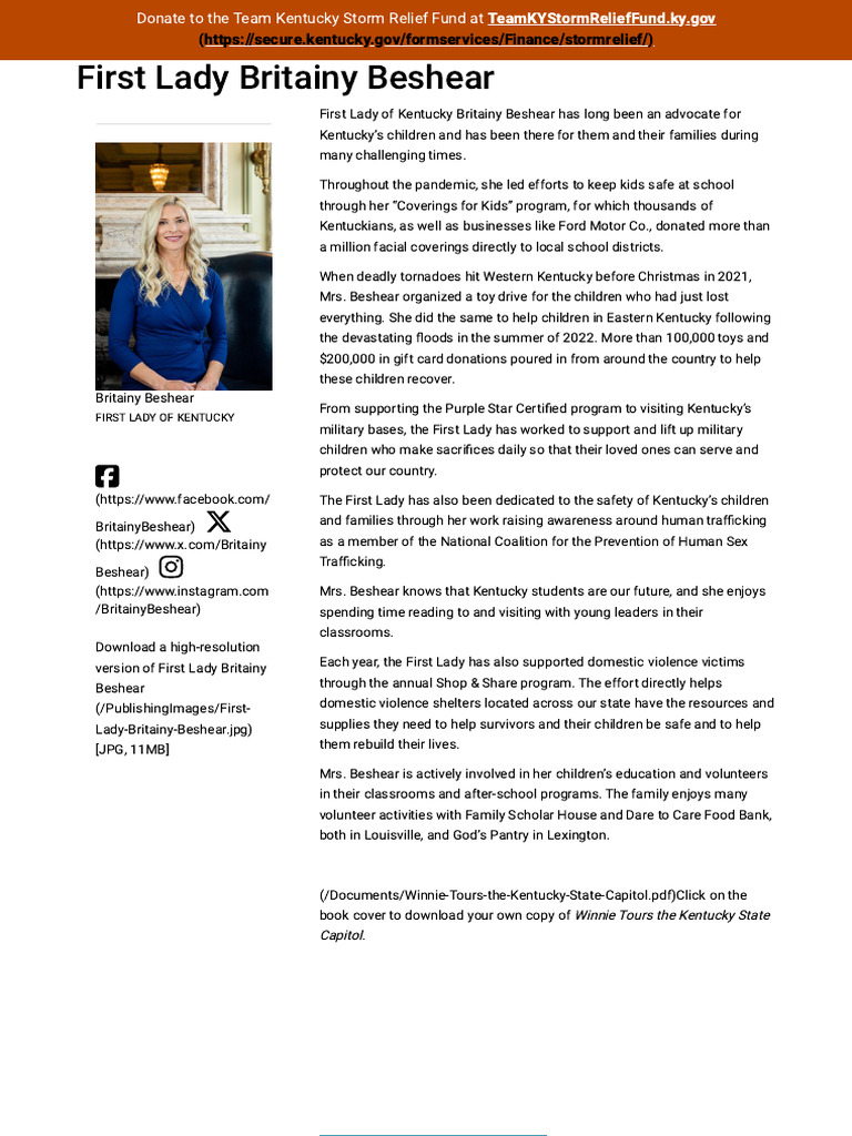 First Lady Britainy Beshear - Kentucky Governor An | PDF | Human ...