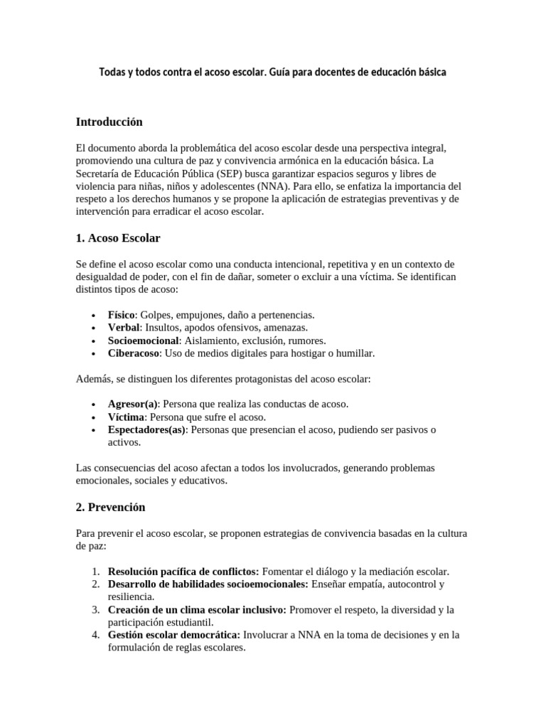 Guía docente contra el acoso escolar | PDF | Acoso cibernético ...