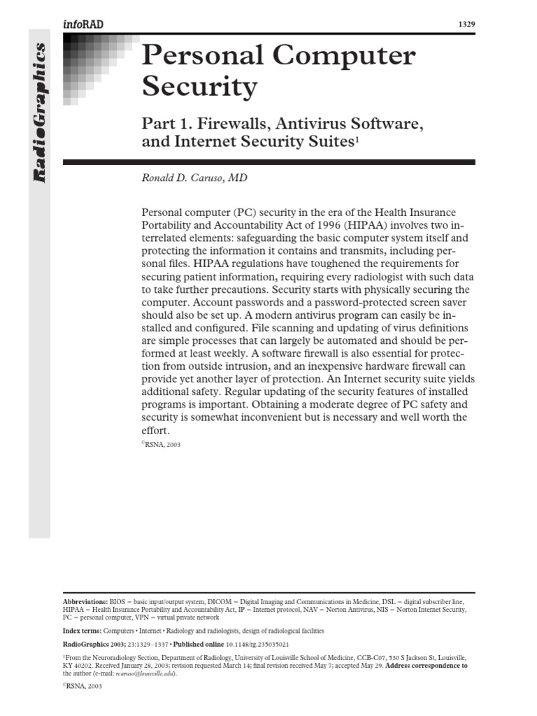 Personal Computer Security | PDF | Antivirus Software | Computer Network