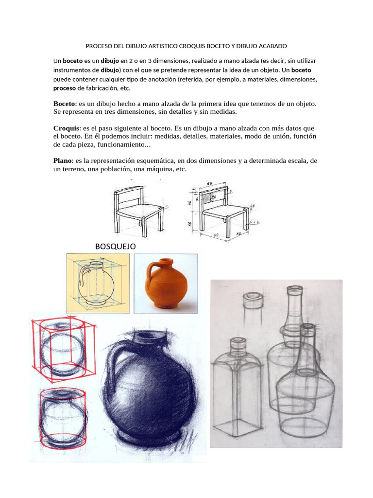 Proceso de Dibujo Artístico: Boceto y Croquis | PDF