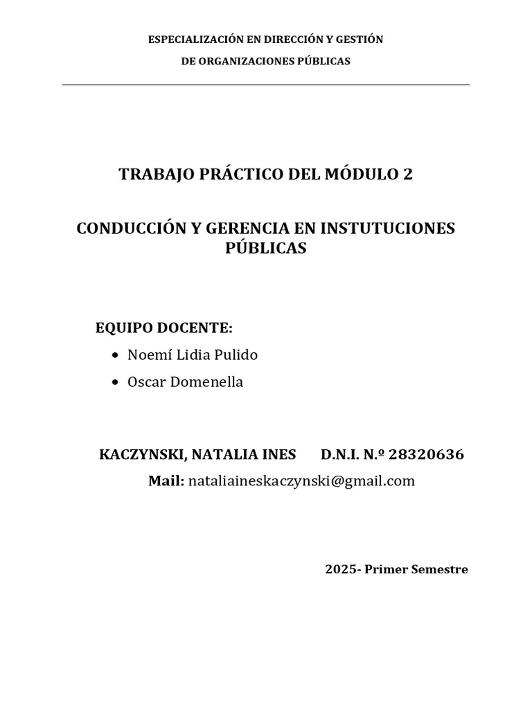 Trabajo Práctico Del Módulo 2 KACZYNSKI NATALIA | PDF | Planificación