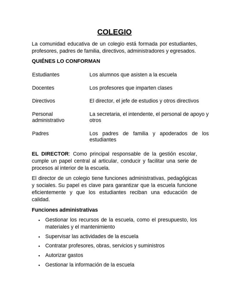 Funciones y roles en el colegio | PDF | Escuelas | Aprendizaje