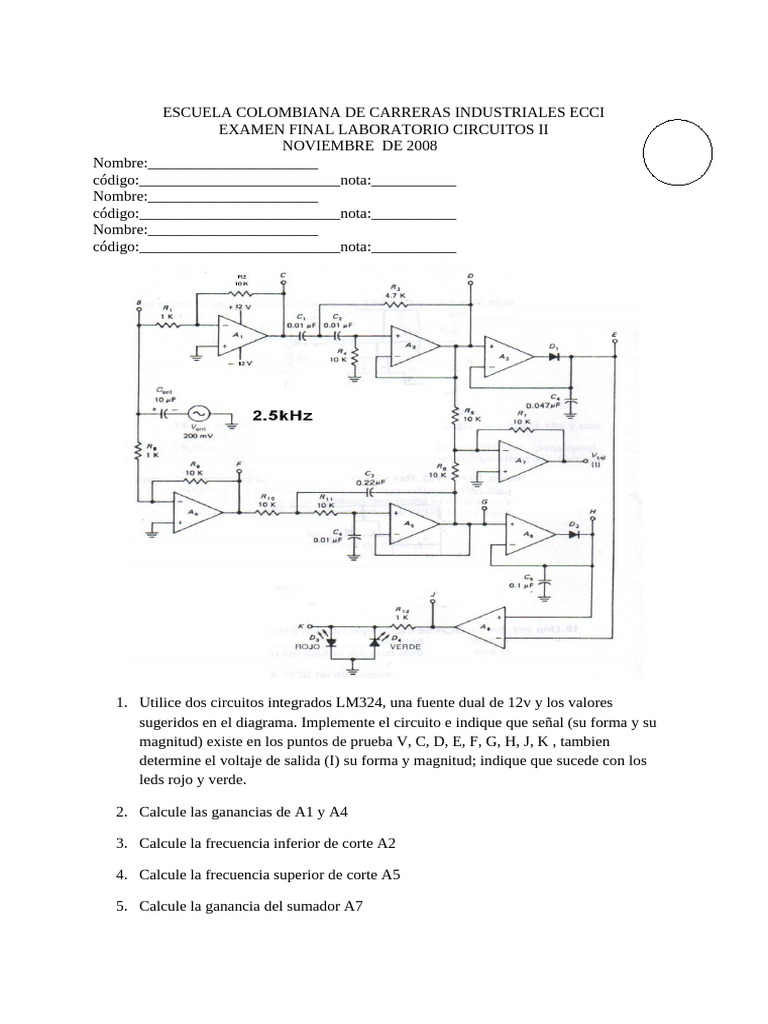 examen final Lab CIR II 2008-2 | PDF