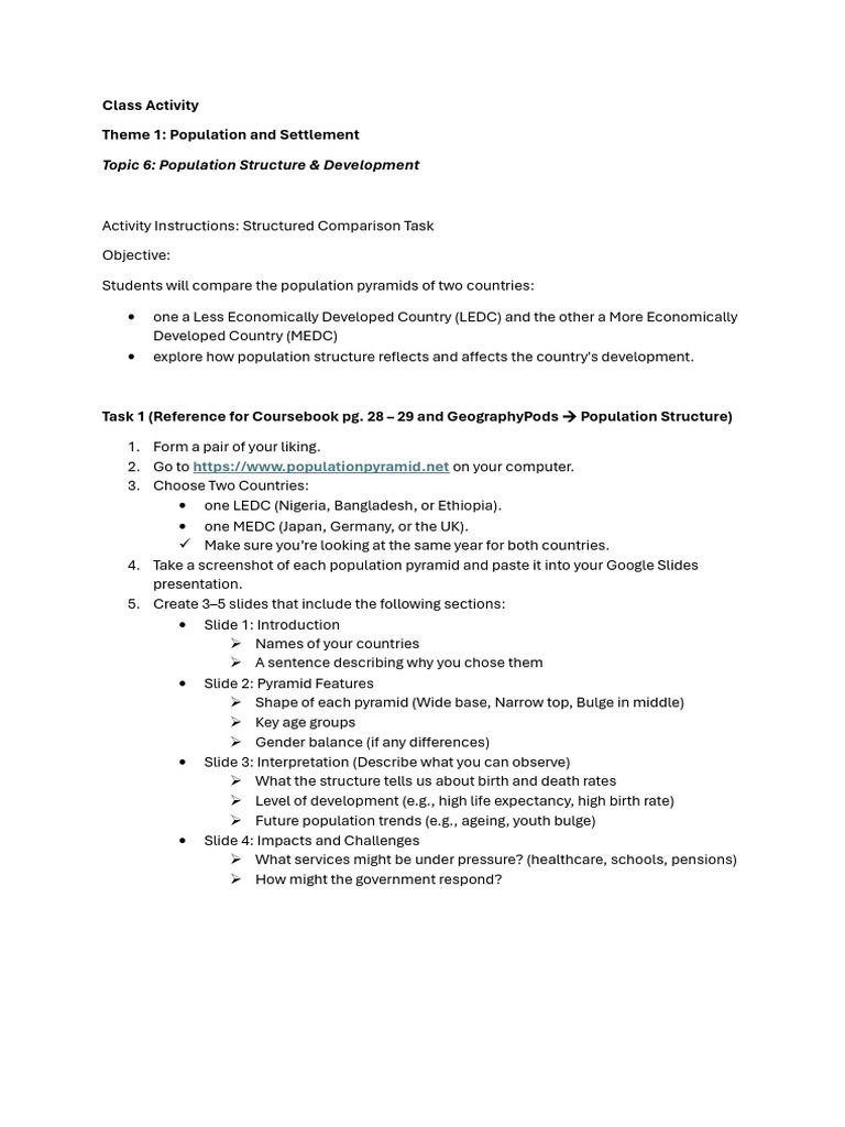 Topic 6 - Population Structure (Task 1) | PDF