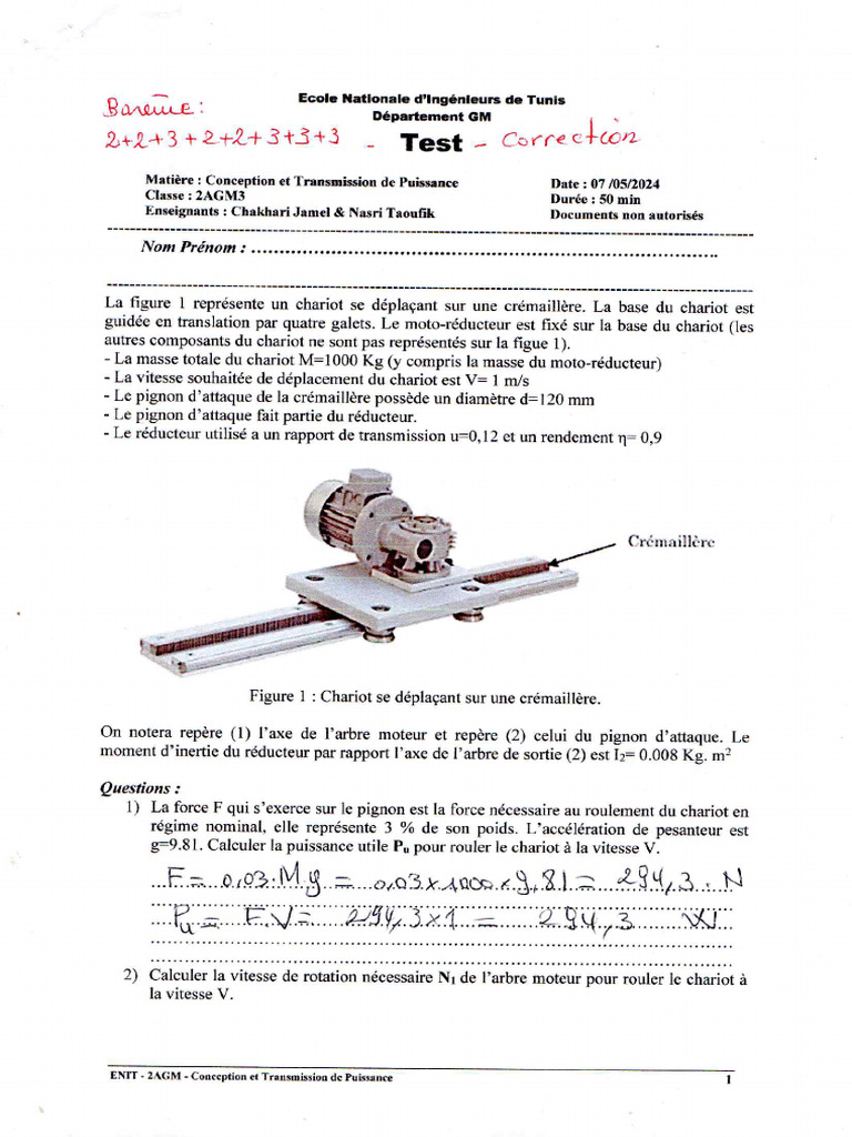 Test CTP 2AGM3 2023 2024 Correction | PDF