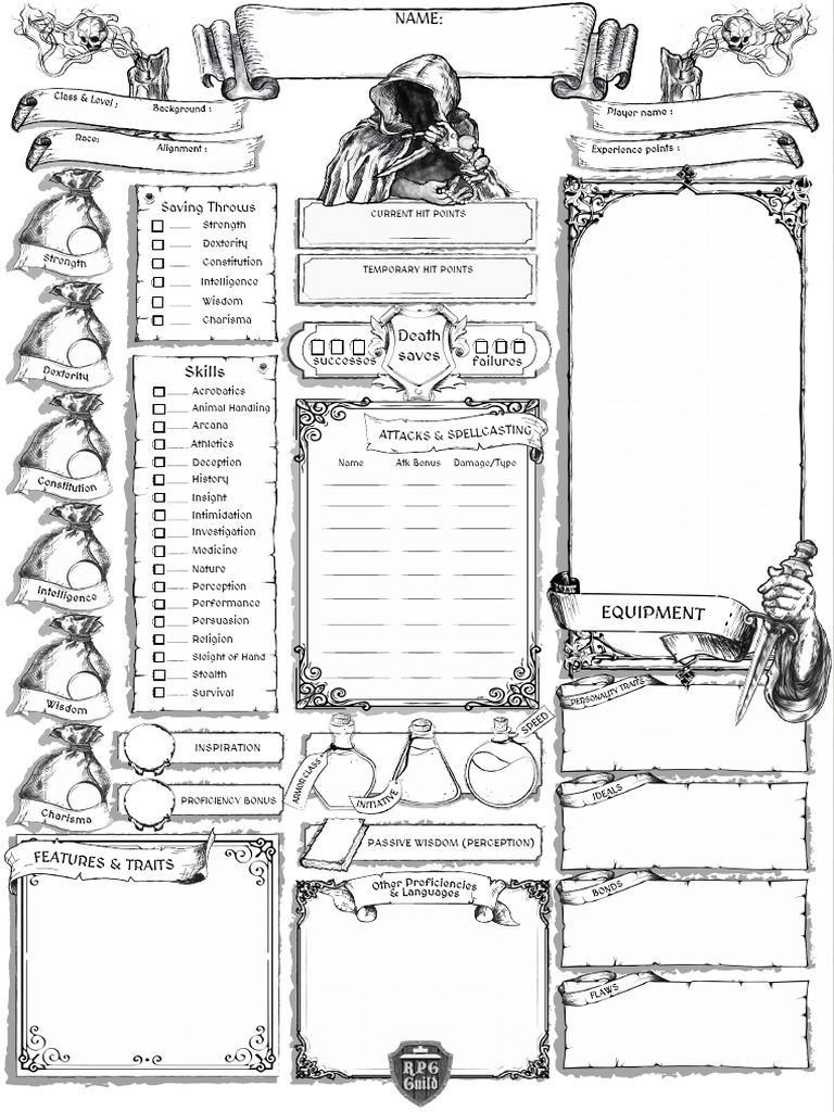 RPG Character Sheet Template | PDF