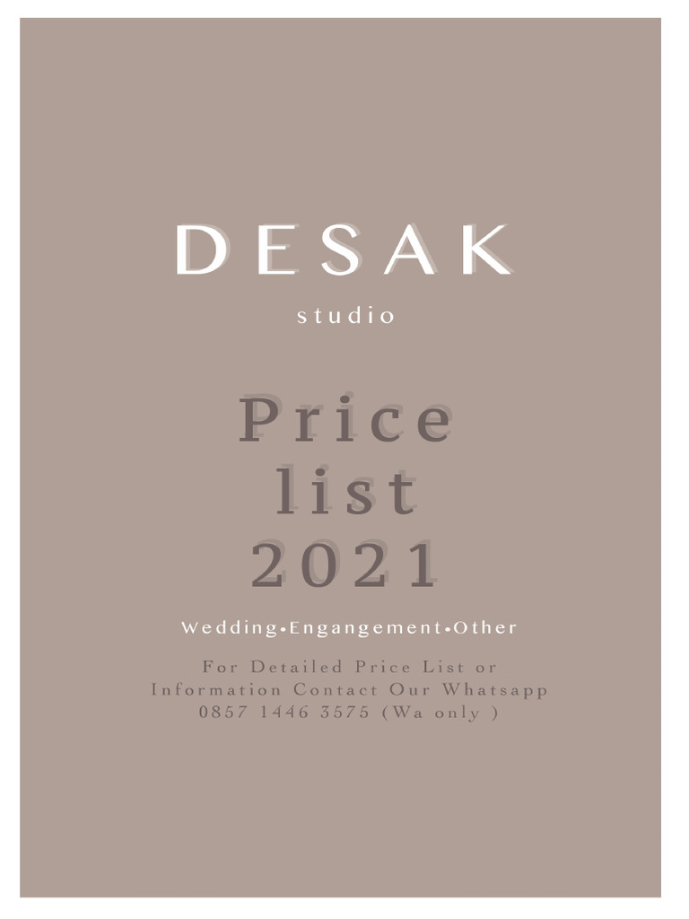 Desak Studio Price List | PDF