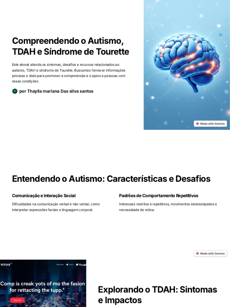 Entenda Autismo, TDAH e Síndrome de Tourette | PDF | Transtorno de ...