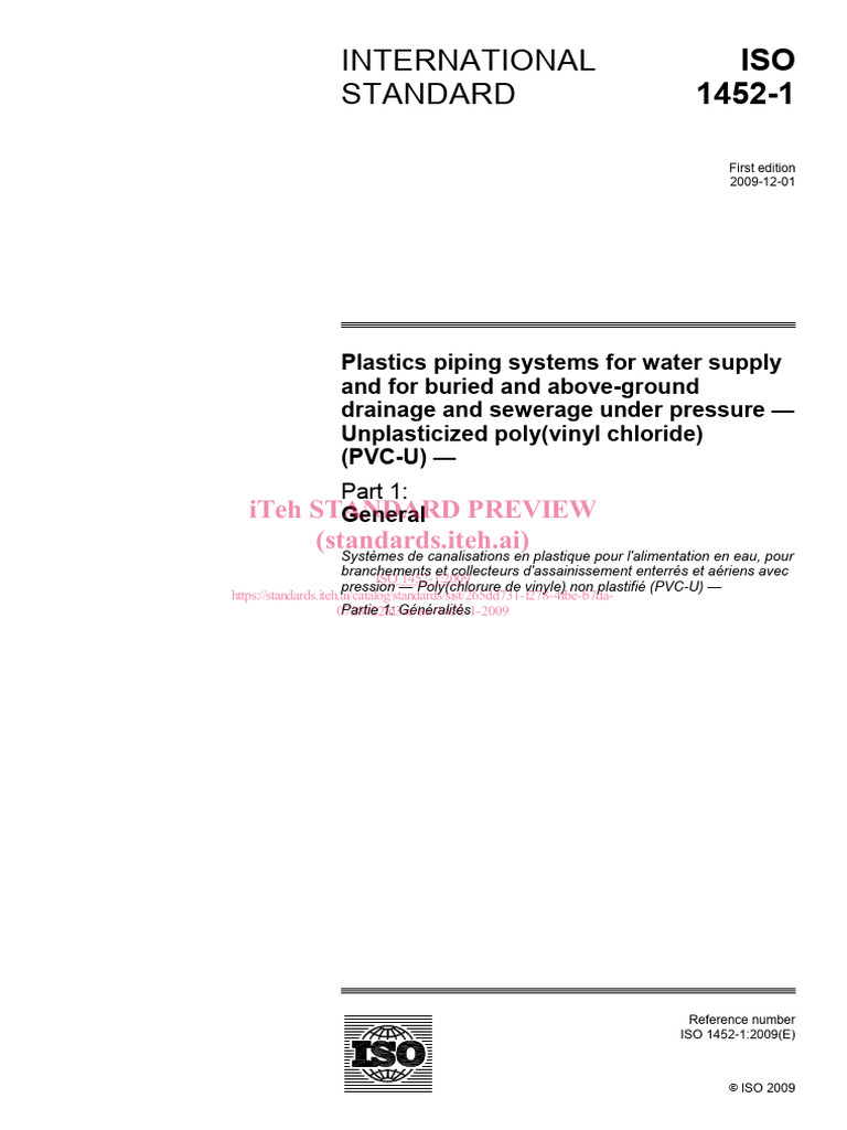 ISO 1452-1: PVC-U Piping Standards | PDF | Pipe (Fluid Conveyance ...