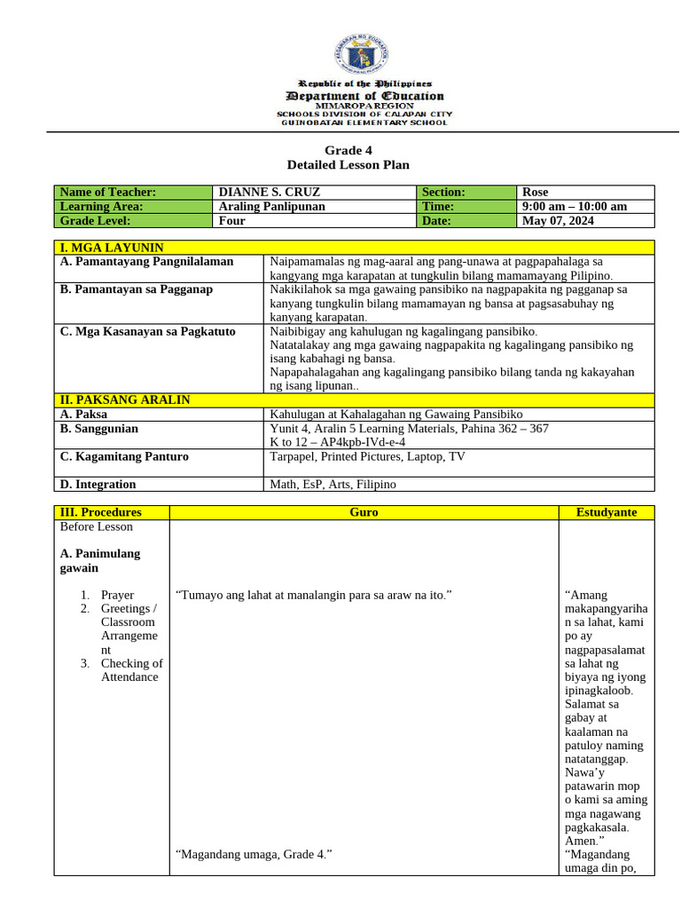 Ap 4-Lesson Plan For Final Demo | PDF