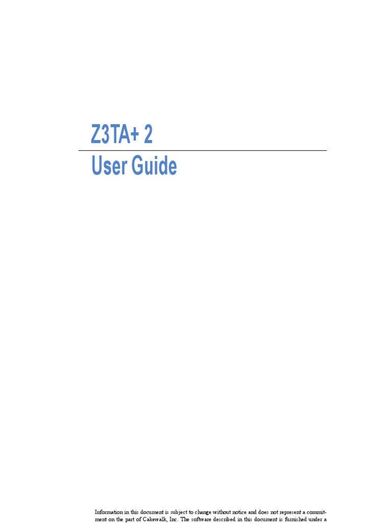 Z3TA+ 2 User Guide | PDF | Synthesizer | Graphical User Interfaces