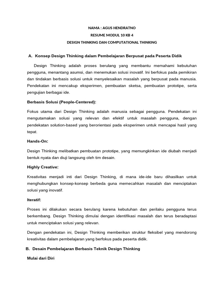 Design Thinking dan Computational Thinking dalam Pembelajaran | PDF