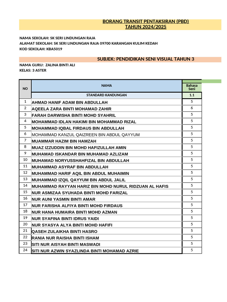 Rekod Transit PBD PSV THN 3 | PDF
