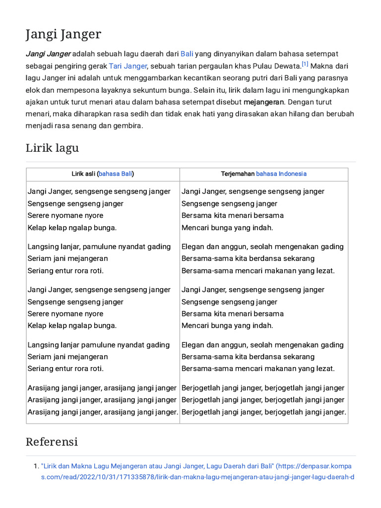 Jangi Janger - Wikipedia Bahasa Indonesia, Ensiklopedia Bebas | PDF