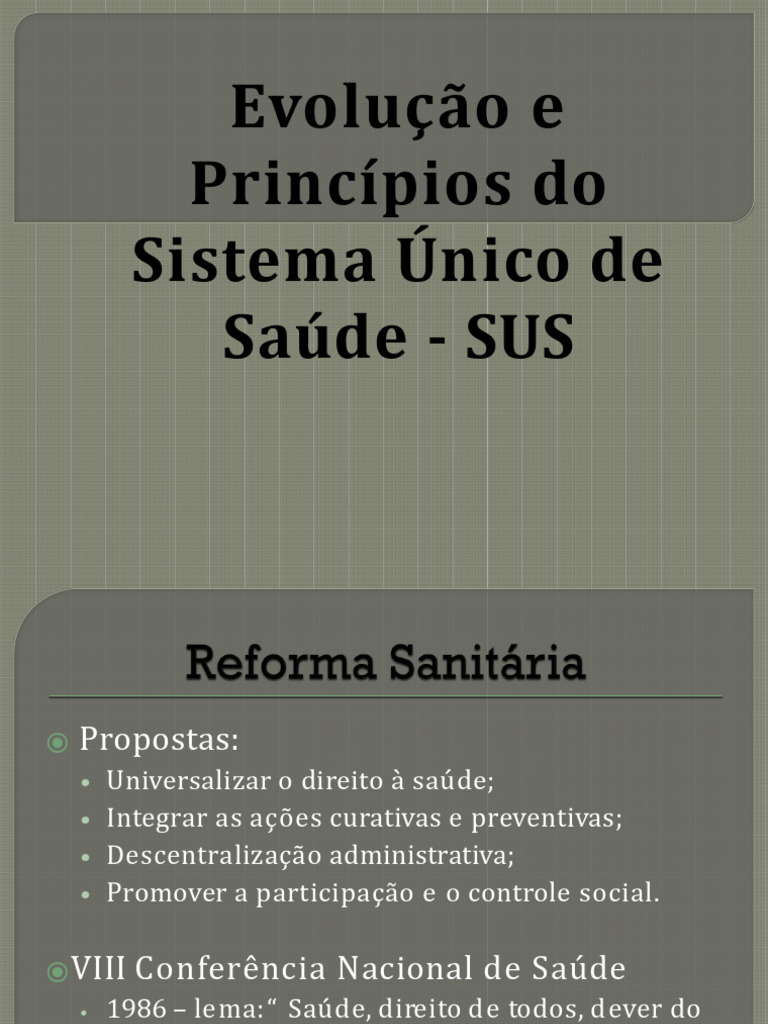 Princípios e Evolução do SUS no Brasil | PDF