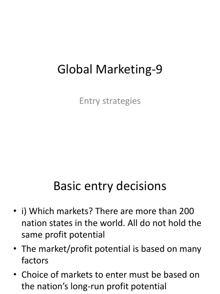 Global Market Entry Strategies | PDF | Franchising | Joint Venture