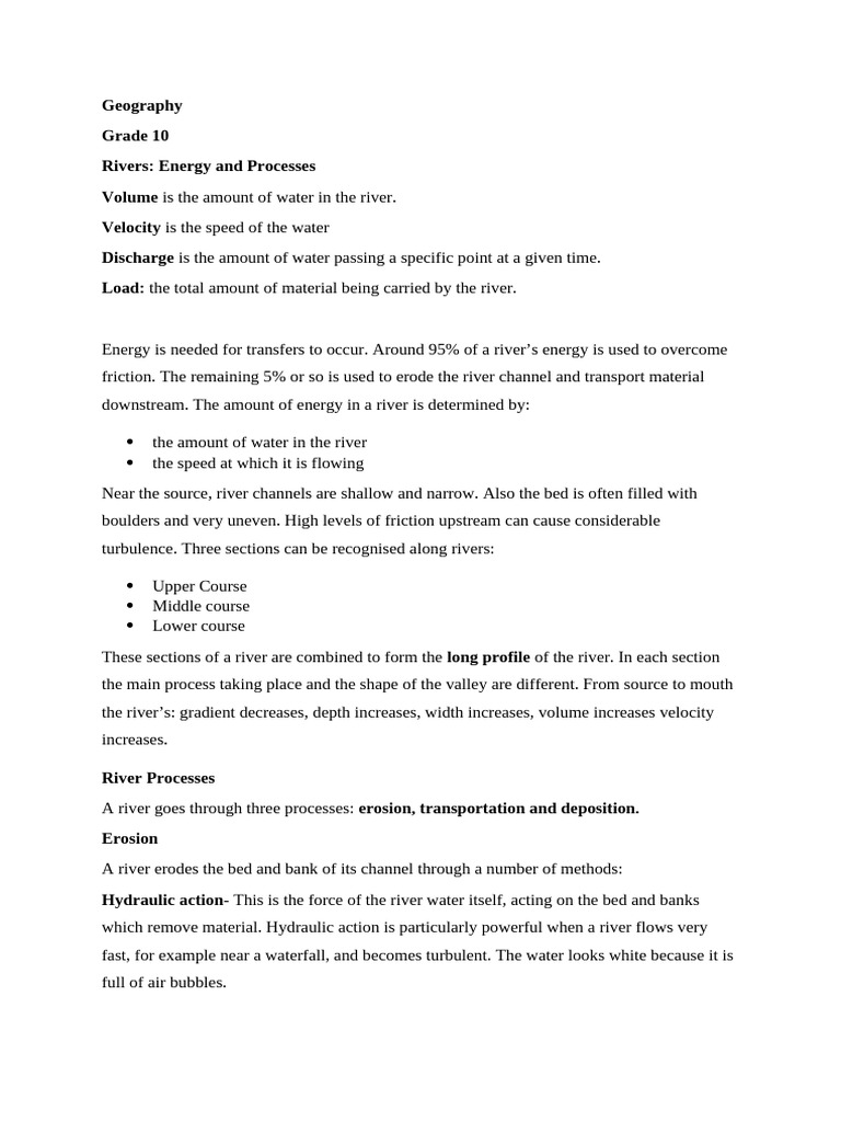 River Processes Notes | PDF | Erosion | River