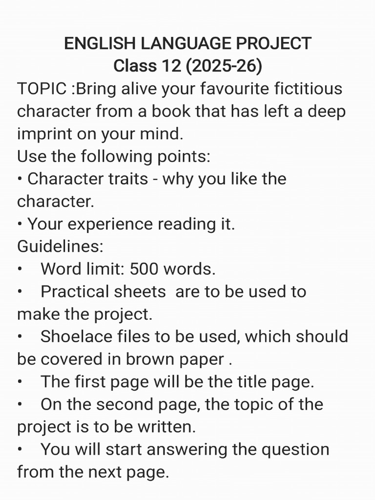 English Language and Literature Projects - 250508 - 090227 | PDF