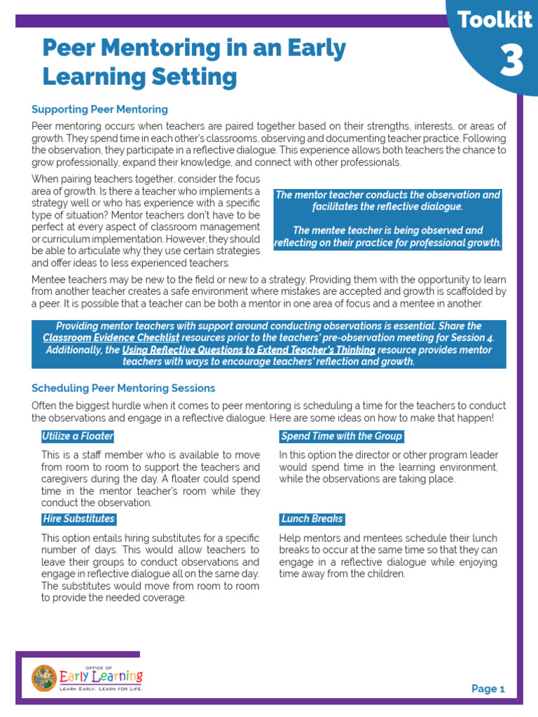 13 TLKT 3 Peer Mentoring in An Early Childhood Setting | PDF ...