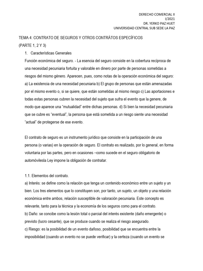 COM II Tema 4 Contratos de Seguros | PDF | Póliza de seguros | Seguro
