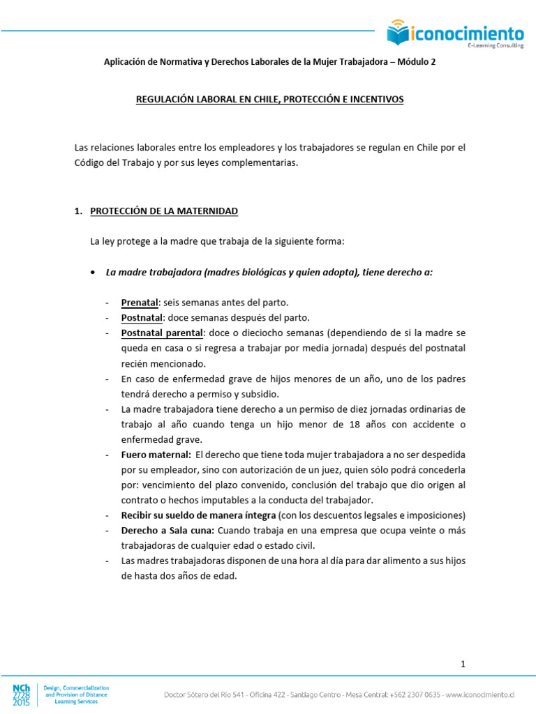 Derechos Laborales de la Mujer en Chile | PDF | Amamantamiento ...