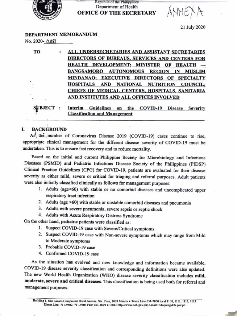 COVID-19 Severity Classification Guidelines | PDF | Sepsis | Pneumonia